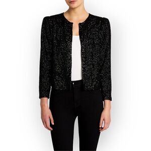 VTG Silky Nights 100% silk beaded embroidered open front cardigan long sleeve L